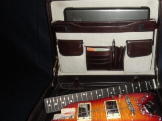 Strobel Rambler Travel Guitar in a briefcase - Cherry Sunburst